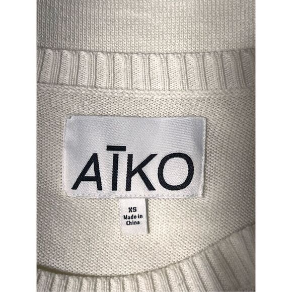 AiKO KWAN  Color Block Cashmere Blend Leather Long Sleeve Sweater  XS - Picture 5 of 6